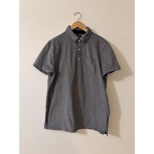 Banana Republic Mens Performance Pique Polo Medium L Blue Cotton Spandex Casual